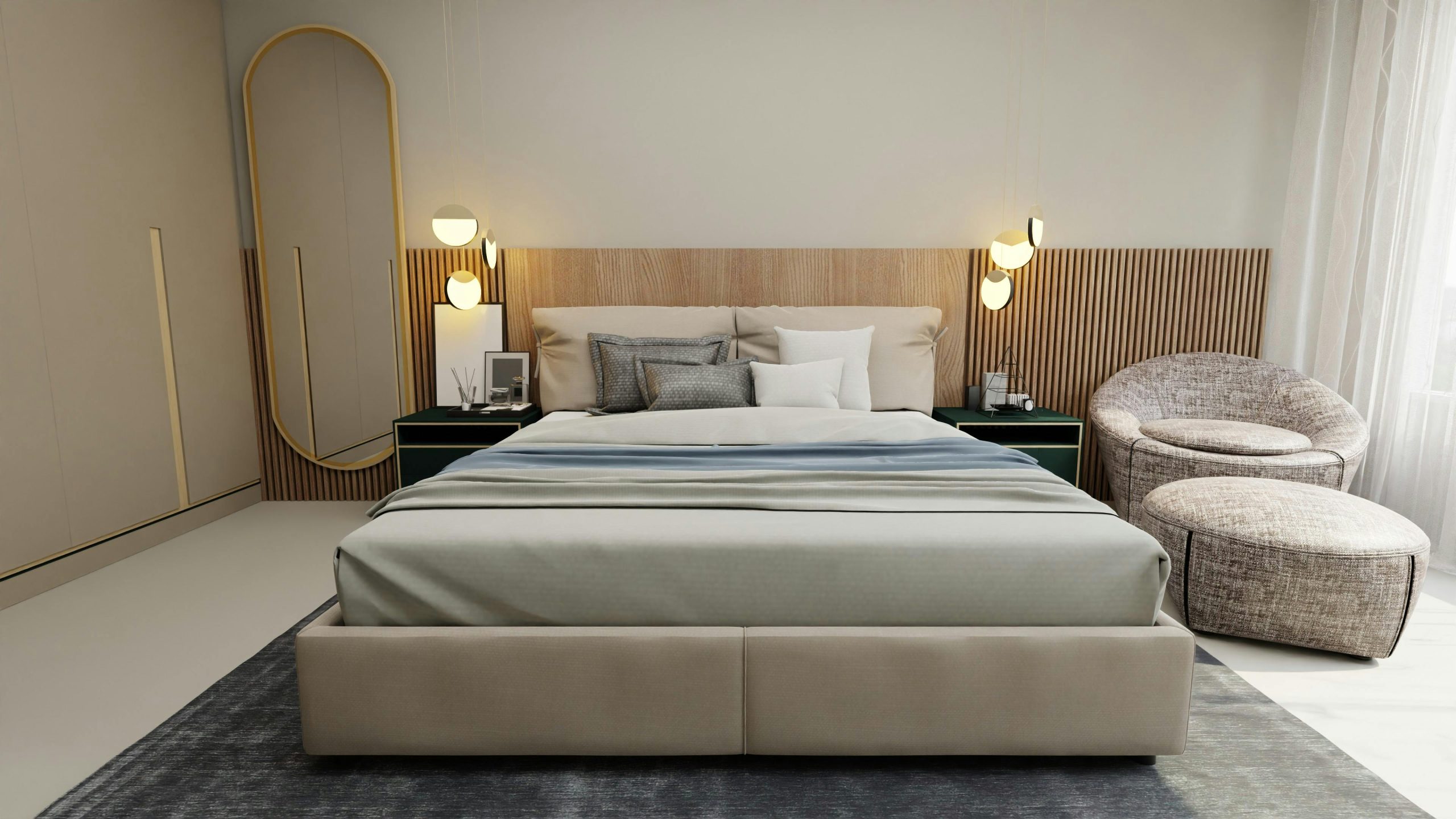 pexels photo 12277952 12277952 Elegant beige bedroom with stylish furnishings and decor.